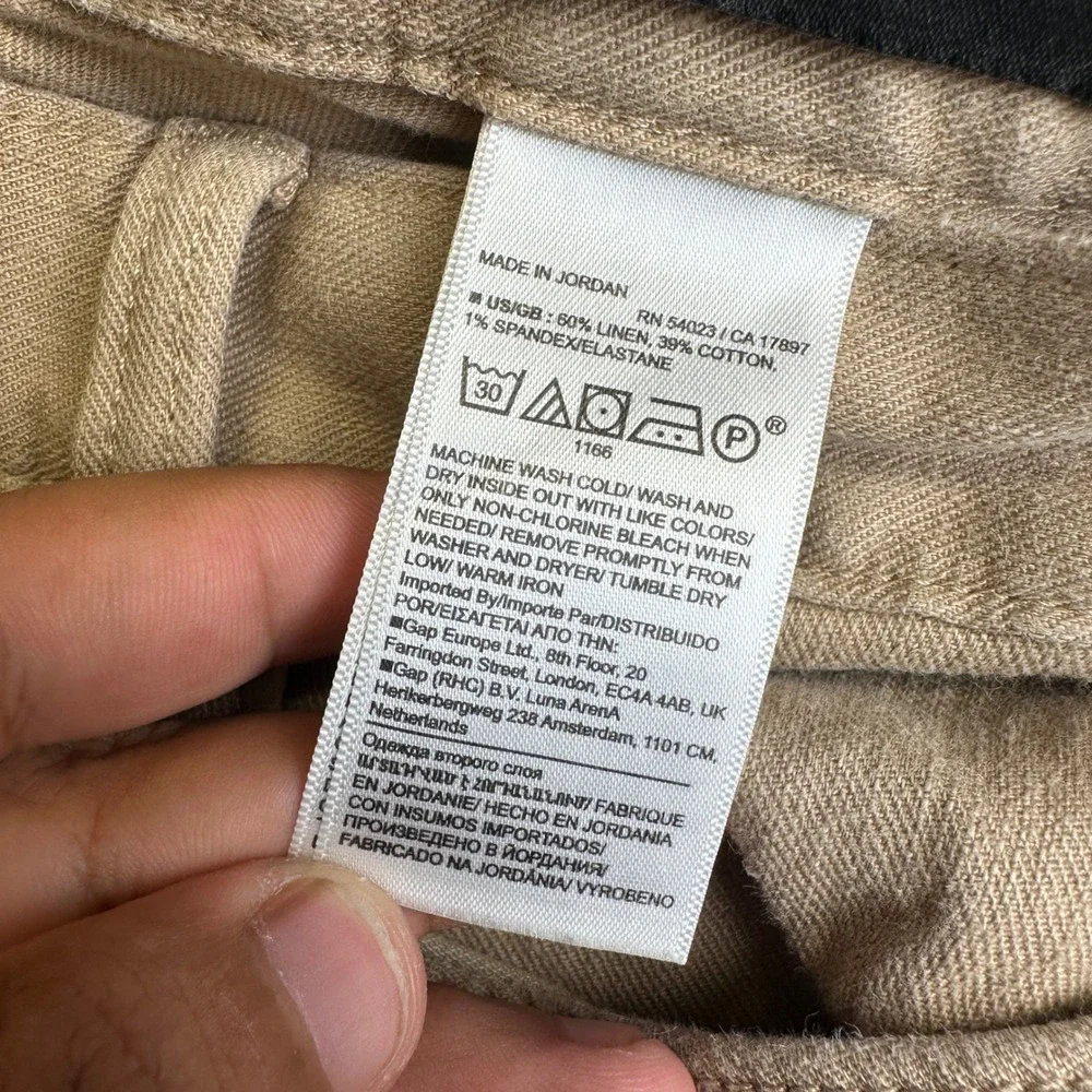Banana Republic Traveler Pants Mens 30 Tan Maverick Linen Cotton Stretch Chino